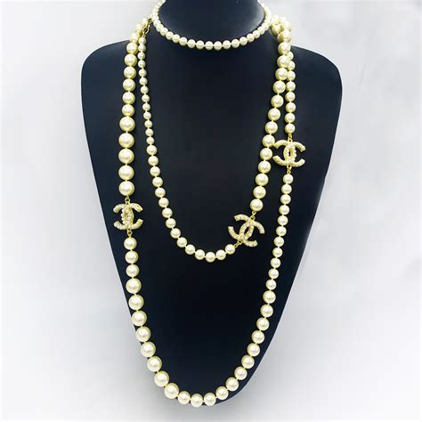 chanel long pearl necklace replica uk|chanel inspired long pearl necklace.